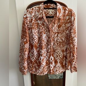Garnet Hill Classic Linen long sleeved shirt, women’s size 4.